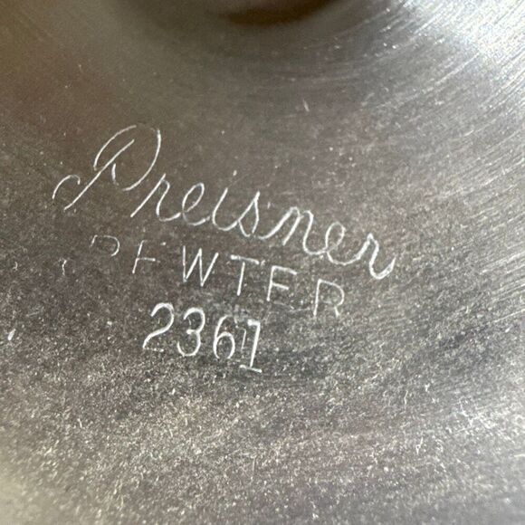 Preisner Silver Pewter Compote Pedestal Candy Nut Dish Floral Etched Design - Picture 6 of 6